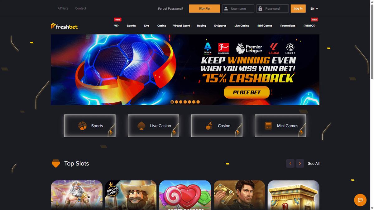 FreshBet casino and sportsbook homepage