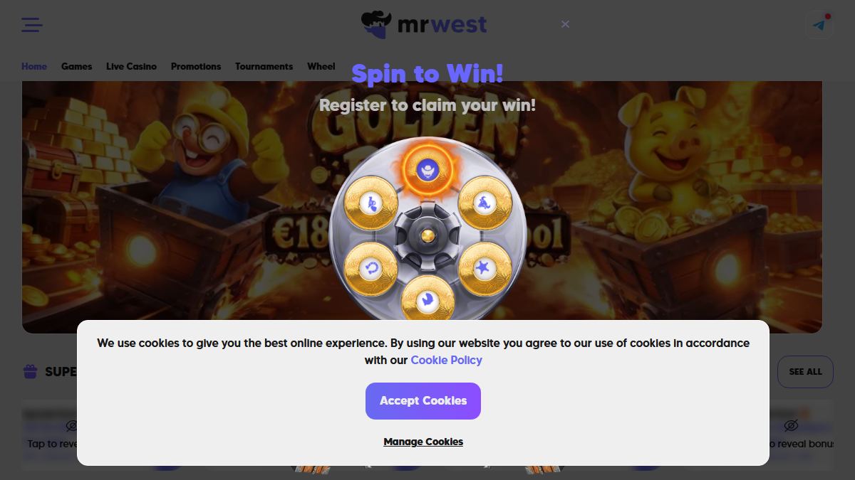 MrWest Casino homepage captured in September 2026