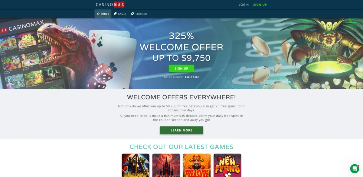 CasinoMax public homepage captured on 16 October 2026