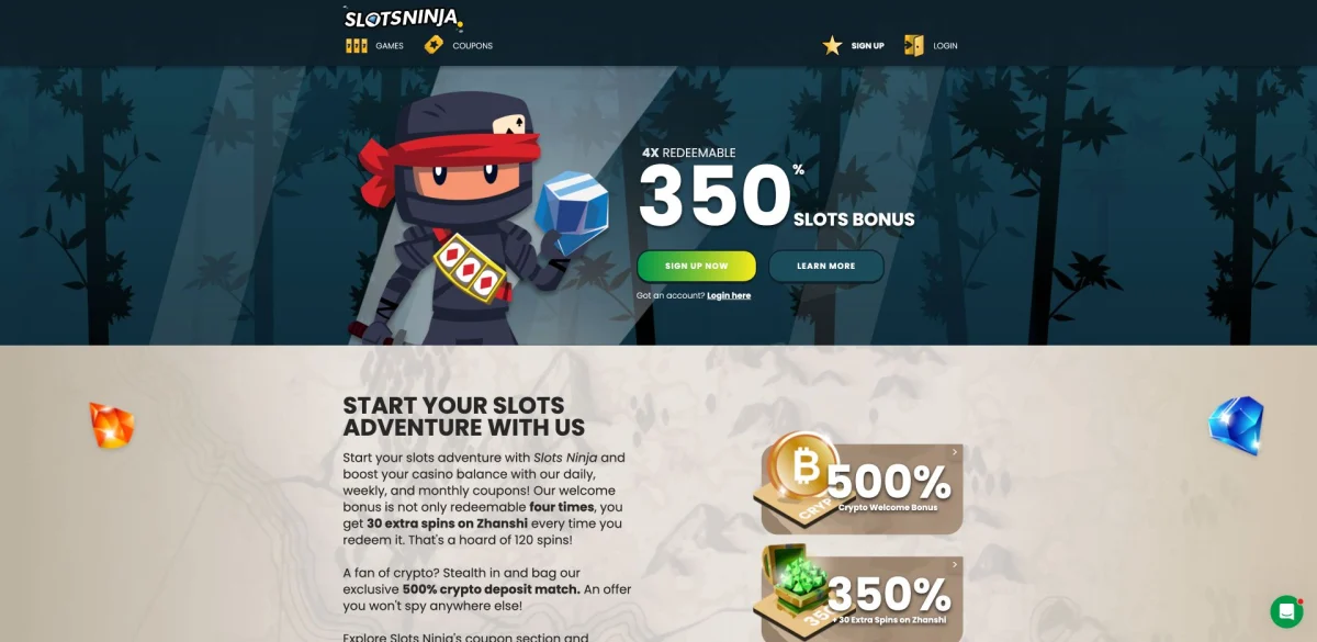 Slots Ninja public homepage captured on 16 October 2026